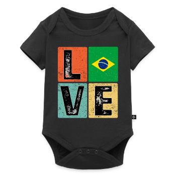 I Love Brazil drapeau pour l’orgueil brésilien - Body à manches courtes Premium Bébé - noir - Devant