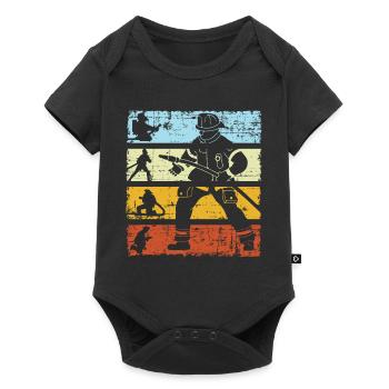 Firefighter Firefighter Firefighter Retro - Baby Premium short-sleeve bodysuit - black - Front