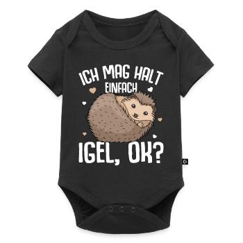 Igel Spruch Ich mag halt Igel Kinder Damen - Baby Premium Kurzarmbody - Schwarz - Vorne