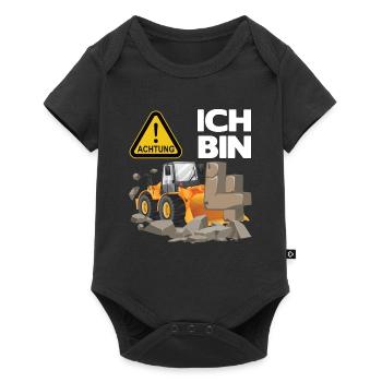 Bagger 4. Geburtstagsshirt Junge 4 Jahre Baustelle - Baby Premium Kurzarmbody - Schwarz - Vorne