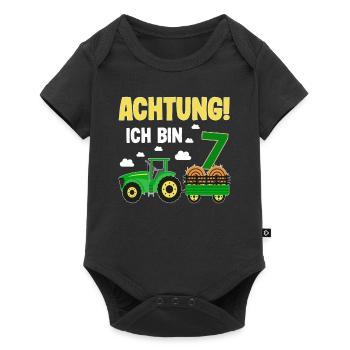 Traktor 7. Geburtstag Weg frei ich bin schon 7 - Baby Premium Kurzarmbody - Schwarz - Vorne