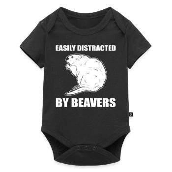 Légèrement distrait par le castor Beaver Nagetet - Body à manches courtes Premium Bébé - noir - Devant