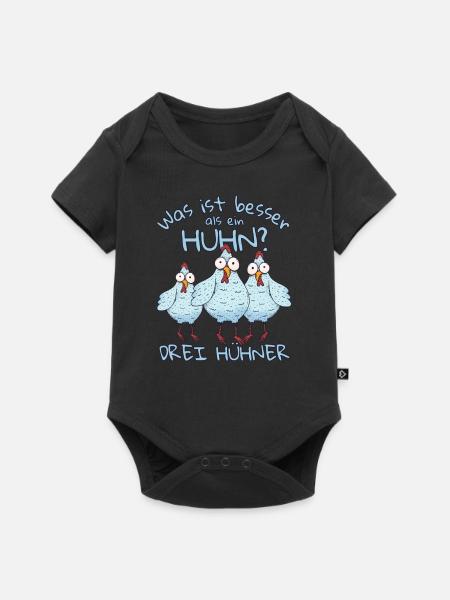 Was ist besser als ein Huhn? Drei Hühner - Baby Premium Kurzarmbody - Schwarz
