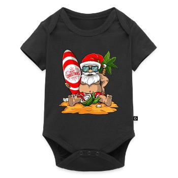 Surfing Summer Santa Merry Christmas Gift - Baby Premium short-sleeve bodysuit - black - Front