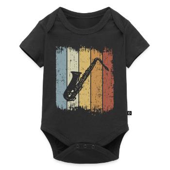 Retro Saxophone Musician Saxophonist Jazz Music - Baby Premium short-sleeve bodysuit - black - Front