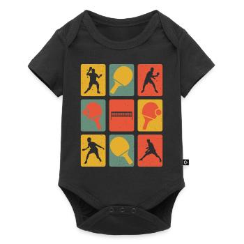 Rétro tennis de table vintage joueur de ping-cong - Body à manches courtes Premium Bébé - noir - Devant