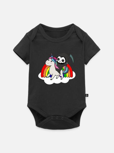 Morte a cavallo unicorno divertente unicorni Arcobaleno - Body Premium a maniche corte per neonati  - nero