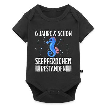 6 Jahre Seepferdchen bestanden Schwimmabzeichen - Baby Premium Kurzarmbody - Schwarz - Vorne