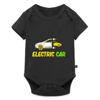 Elektroauto Umwelt E-Auto Batterie Car - Baby Premium Kurzarmbody - Schwarz - Vorne