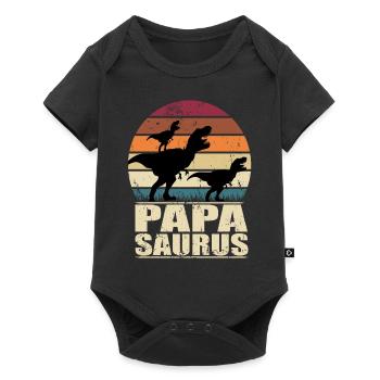 Papasaurus T-Rex Dinosaur Family Dino Father - Baby Premium short-sleeve bodysuit - black - Front
