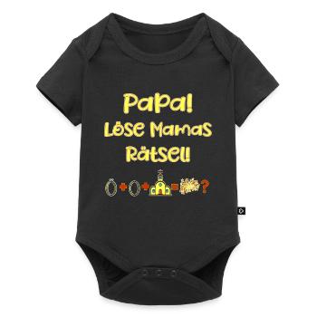 Löse Mamas Rätsel - Papa willst du Mama heiraten - Baby Premium Kurzarmbody - Schwarz - Vorne