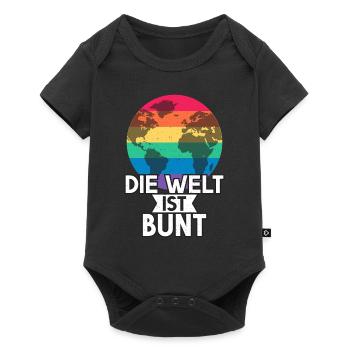 Die Welt ist Bunt LGBT Regenbogen Globus Geschenk - Baby Premium Kurzarmbody - Schwarz - Vorne