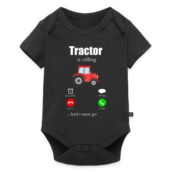 tractor - Baby Premium short-sleeve bodysuit - black - Front