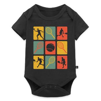 Rétro tennis joueur de tennis vintage joueur de tennis - Body à manches courtes Premium Bébé - noir - Devant