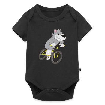 Mountain Bike Wolf - Baby Premium short-sleeve bodysuit - black - Front