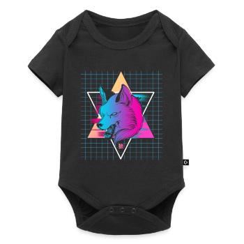 Japon Vaporwave Wolf - Body à manches courtes Premium Bébé - noir - Devant