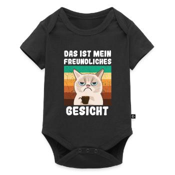 Das ist mein freundliches Gesicht Kaffee Katze - Baby Premium Kurzarmbody - Schwarz - Vorne