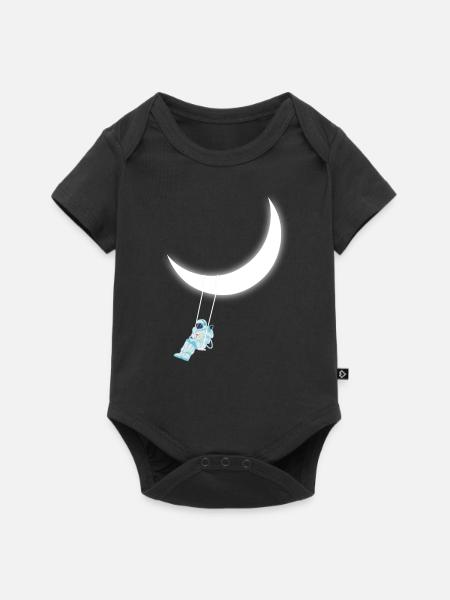 AstronautEnschaukel Mond - Baby Premium Kurzarmbody - Schwarz