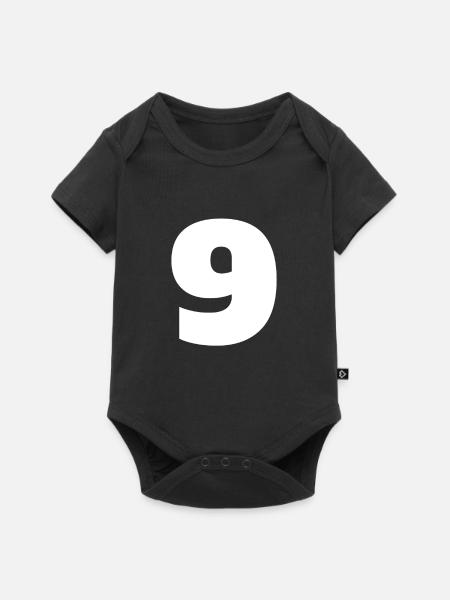 Nummer 9 Großbuchstaben Monogramm - Baby Premium Kurzarmbody - Schwarz