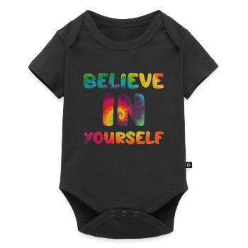 Hippie saying Believe in yourself - Baby Premium short-sleeve bodysuit - black - Front
