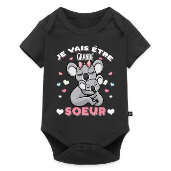 Grande-Soeur Humour Annonce Grossesse - Body à manches courtes Premium Bébé - noir - Devant