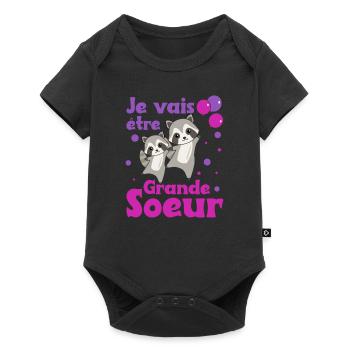 Raton laveur grande sœur 2022 pour les frères et sœurs - Body à manches courtes Premium Bébé - noir - Devant