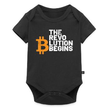 Bitcoin Blockchain Crypto Kryptowährung Geld - Baby Premium Kurzarmbody - Schwarz - Vorne