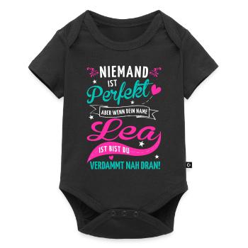 Niemand ist perfekt aber wenn dein Name Lea ist - Baby Premium Kurzarmbody - Schwarz - Vorne