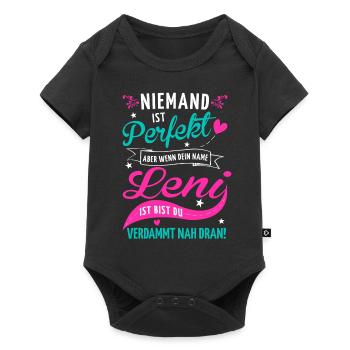 Niemand ist perfekt aber wenn dein Name Leni ist - Baby Premium Kurzarmbody - Schwarz - Vorne