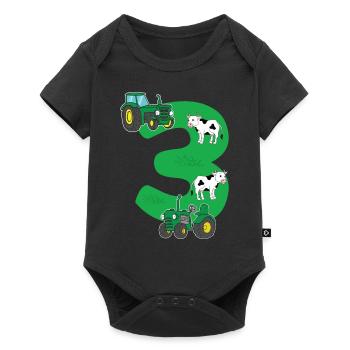 Birthday 3 years tractor farmer 3rd birthday - Baby Premium Kurzarmbody - Schwarz - Vorne