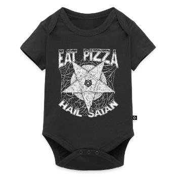 Essen Sie Pizza Hail Satan Lustige Goth - Baby Premium Kurzarmbody - Schwarz - Vorne