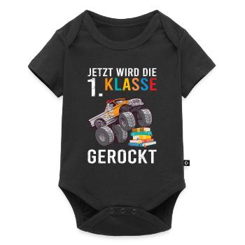 Kindergarten Schule Einschulung Jungs Mädchen - Baby Premium Kurzarmbody - Schwarz - Vorne