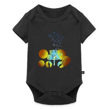 Drums Retro Musical Instrument Musical Note Drum - Baby Premium short-sleeve bodysuit - black - Front