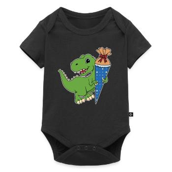 Dino Zuckertüte - Baby Premium Kurzarmbody - Schwarz - Vorne