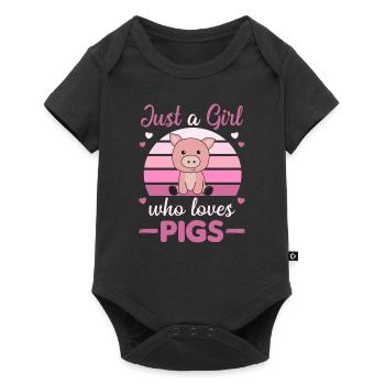 Seule une fille qui aime le cochon - Body à manches courtes Premium Bébé - noir - Devant