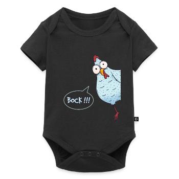Huhn das um die Ecke schaut – Bock - Baby Premium Kurzarmbody - Schwarz - Vorne
