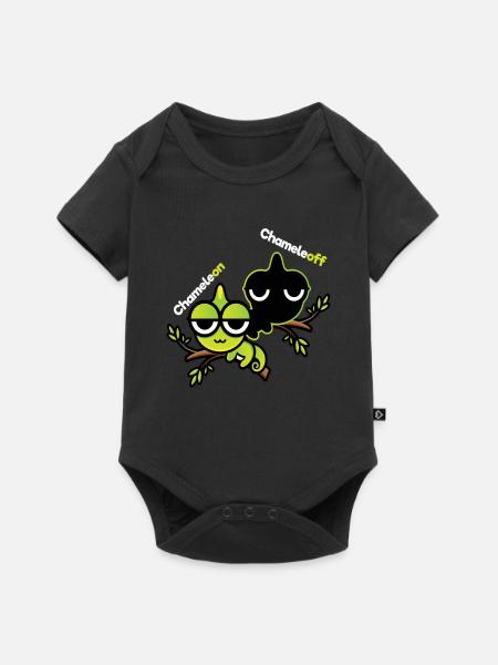 Chamäleon Chameleoff Reptil Echse - Baby Premium Kurzarmbody - Schwarz