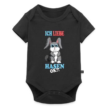 Hase Häschen Kaninchen Ich liebe Hasen ok Nagetier - Baby Premium Kurzarmbody - Schwarz - Vorne