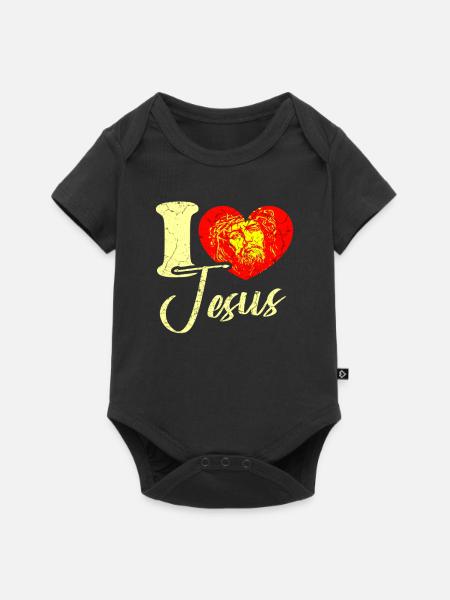 Ich liebe Jesus - Baby Premium Kurzarmbody - Schwarz