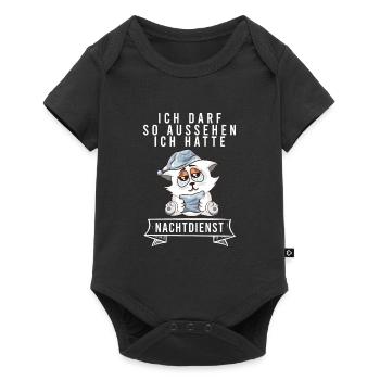 Ich Darf So Aussehen Ich Hatte Nachtdienst Katze - Baby Premium Kurzarmbody - Schwarz - Vorne