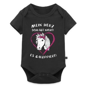 Pferde Herz Reiterin Geschenkidee - Baby Premium Kurzarmbody - Schwarz - Vorne