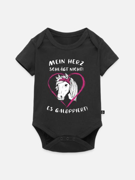 Pferde Herz Reiterin Geschenkidee - Baby Premium Kurzarmbody - Schwarz