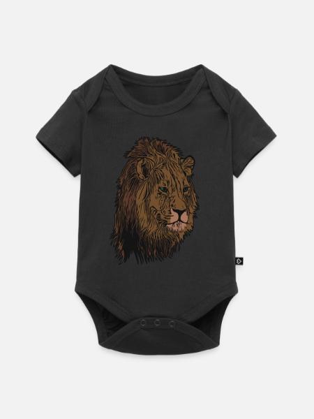 Löwen Afrika Tier Motiv Aufdruck Tiermotiv - Baby Premium Kurzarmbody - Schwarz
