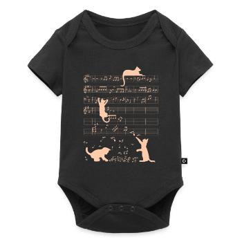 Cute Cats Music Notes Orange Musician Art - Baby Premium short-sleeve bodysuit - black - Front