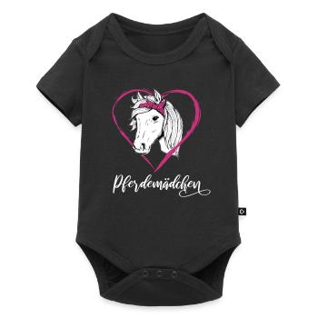 Pferdemädchen Pferde Herz Geschenkidee - Baby Premium Kurzarmbody - Schwarz - Vorne
