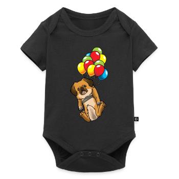 Tibetan Spaniel Dog Funny with Balloons - Baby Premium short-sleeve bodysuit - black - Front