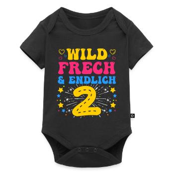 2. Geburtstag Wild Frech Endlich 2 Jahre Kinder - Baby Premium Kurzarmbody - Schwarz - Vorne