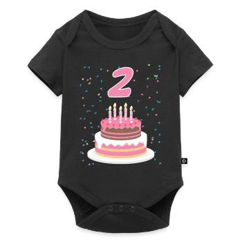 2 ans gâteau gâteau anniversaire anniversaire cadeau - Body à manches courtes Premium Bébé - noir - Devant