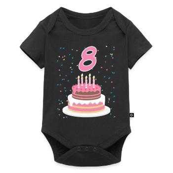 8 ans gâteau gâteau anniversaire anniversaire cadeau - Body à manches courtes Premium Bébé - noir - Devant