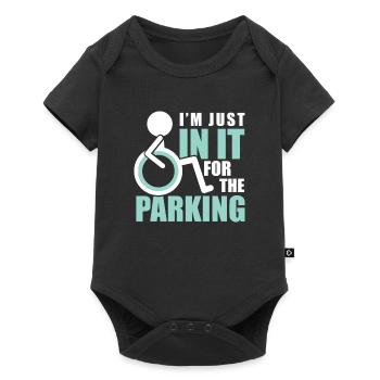Rollstuhl Rollstuhl Ich bin nur drin für den Parkplatz - Baby Premium Kurzarmbody - Schwarz - Vorne